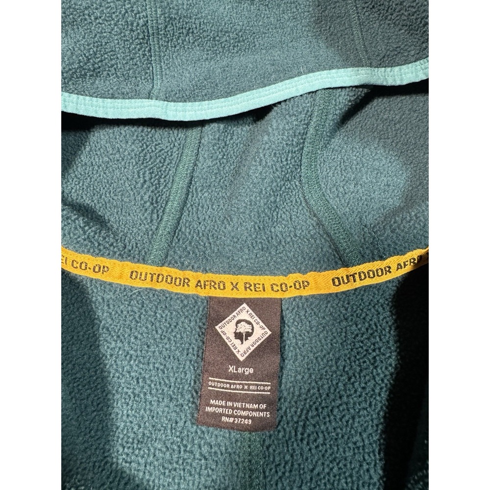 Outdoor Afro REI Co-Op Sweatshirt XL Green Pullover Fleece Quarter Zip Hoooded - Picture 3 of 9